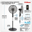 Ventilador Liliana VPC20B De Pie 20" 90W 3 Velocidades